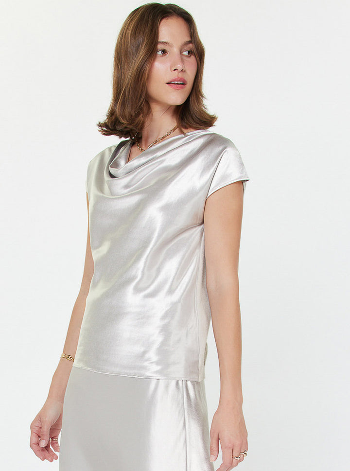 Metallic Cowl Short Sleeve