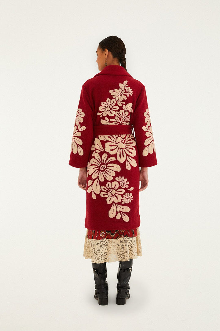 Bold Flowers Burgundy Fleece