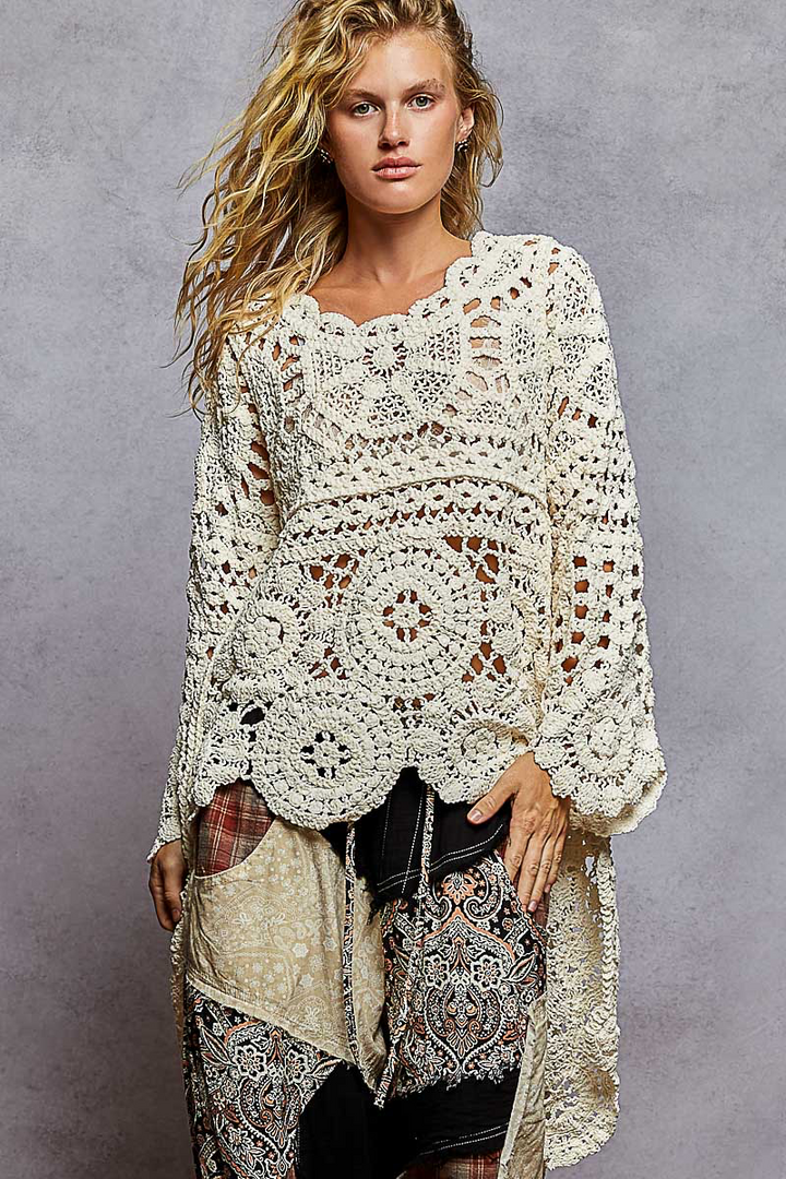 High Lo Crochet Sweater