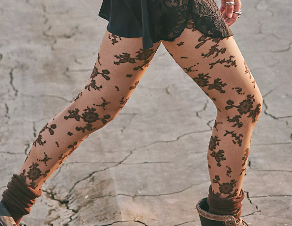 Flocked Floral Tight