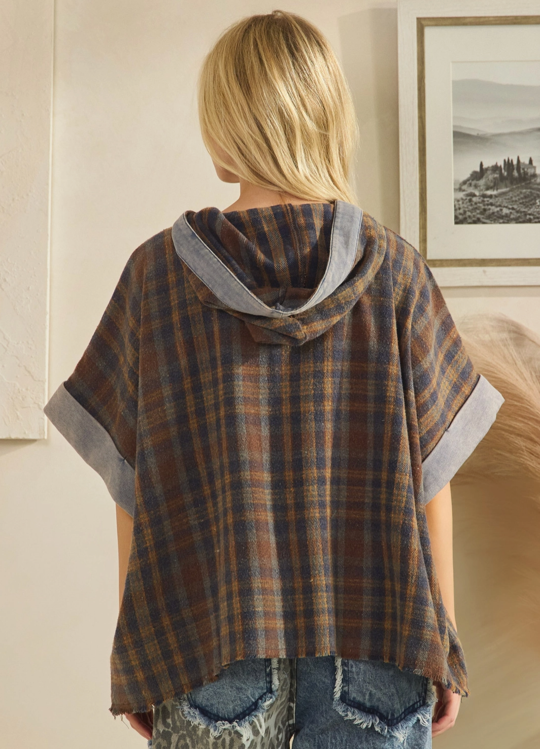 Washed Toggle Poncho Jacket