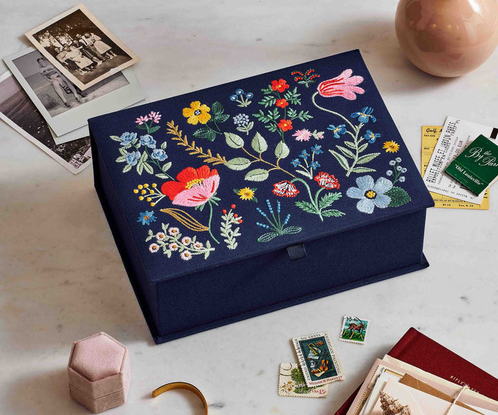 Embroidered Keepsake Box Strawberry Fields
