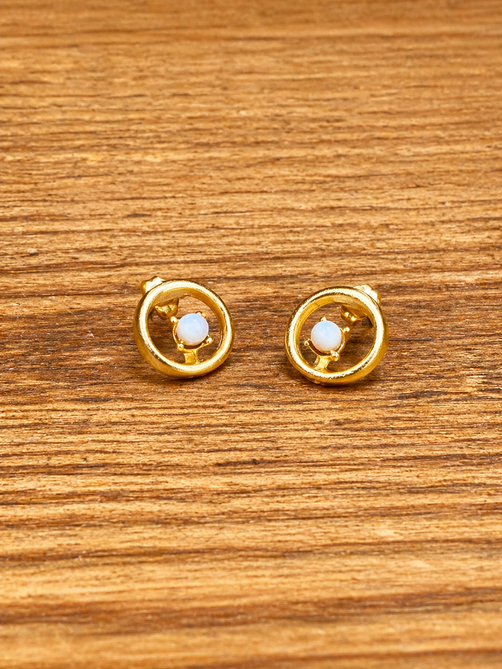 18k Circle Stone Earrings