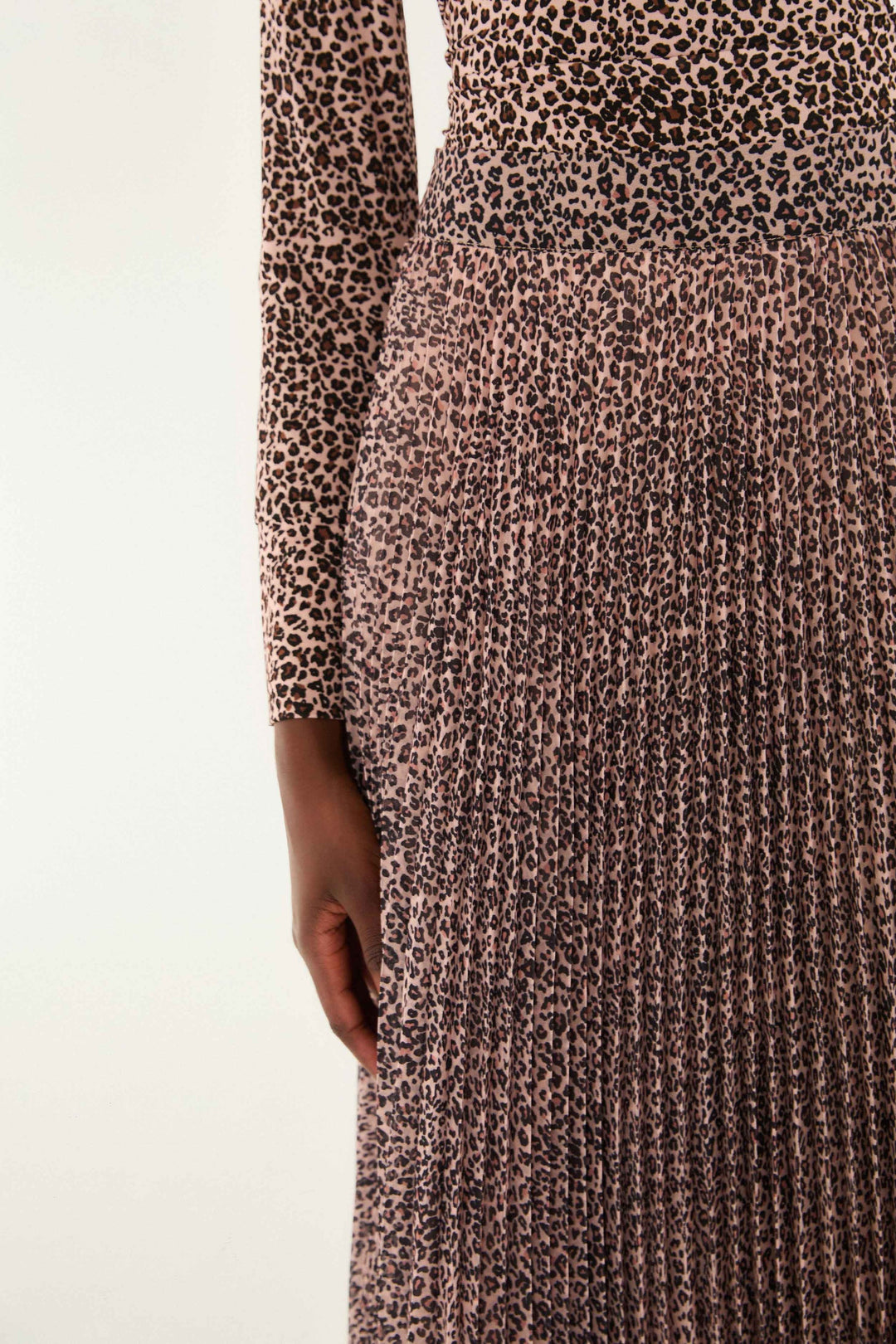 Baby Leopard Pleated Maxi Skirt