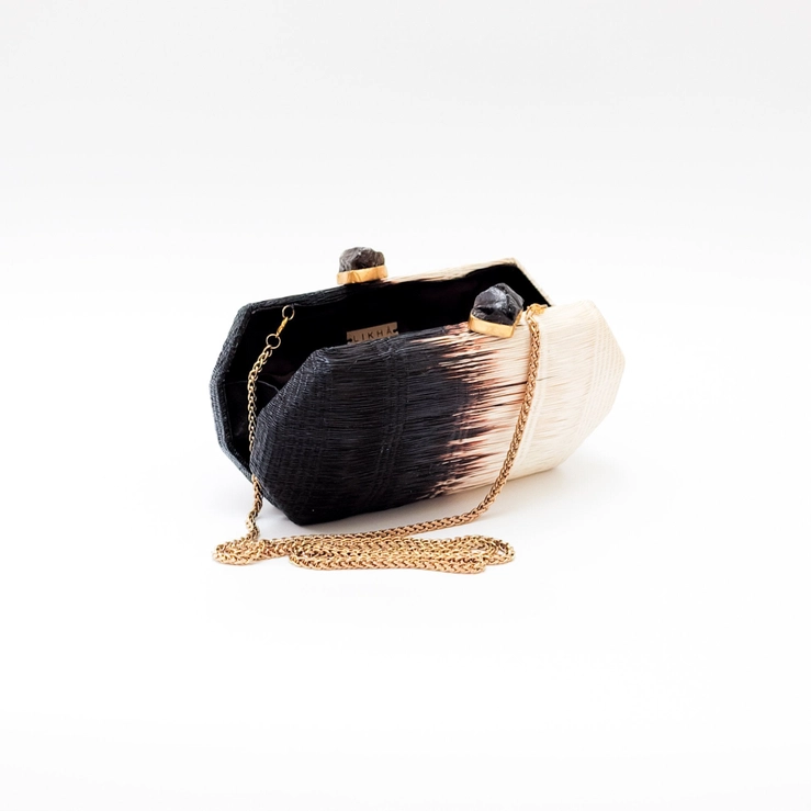 Black White Ombre Hex Geode Clutch