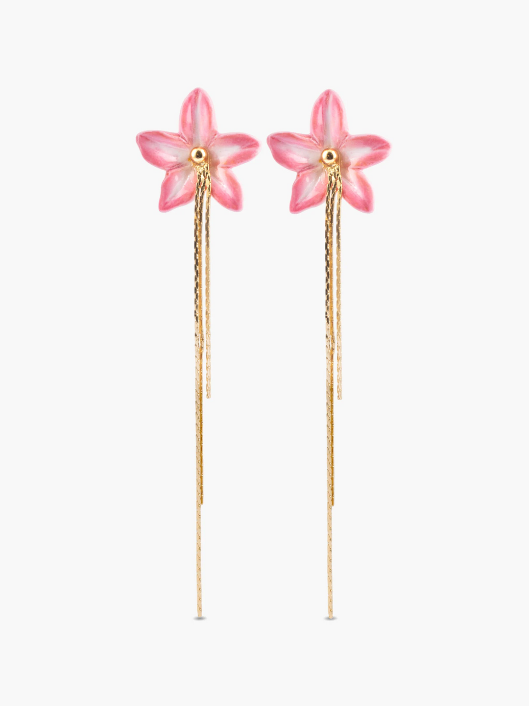 Pink Lily with Fringes Earrings