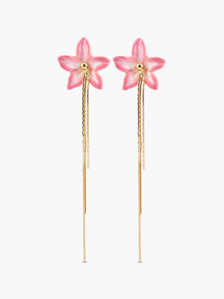 Pink Lily with Fringes Earrings