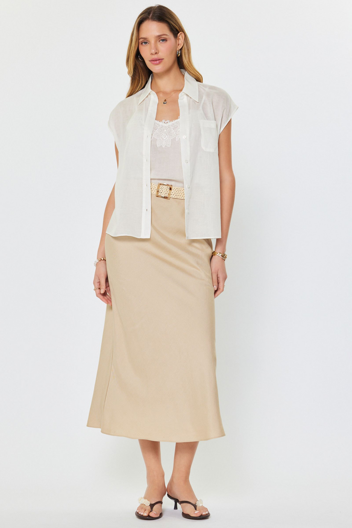 Sheer Short Sleeve Button Up Top