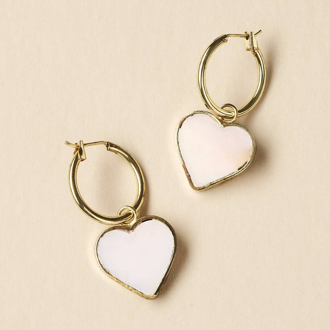 Rajani Hoop Heart Mother Of Pearl Earrings