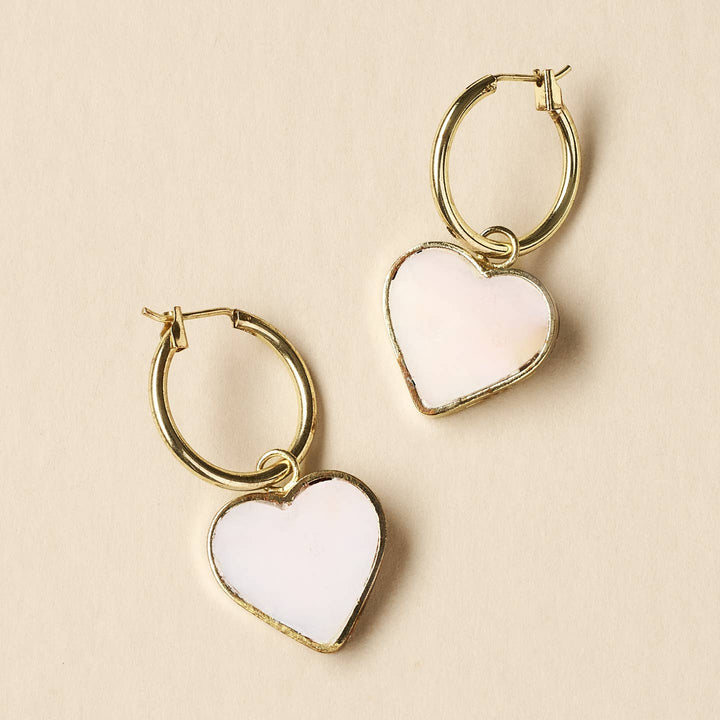 Rajani Hoop Heart Mother Of Pearl Earrings