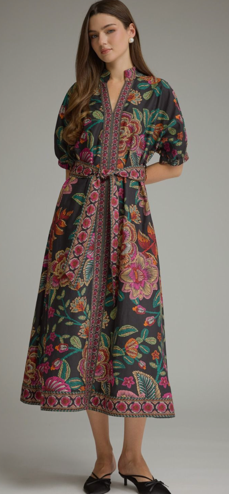 Puff Sleeve Midi Dress