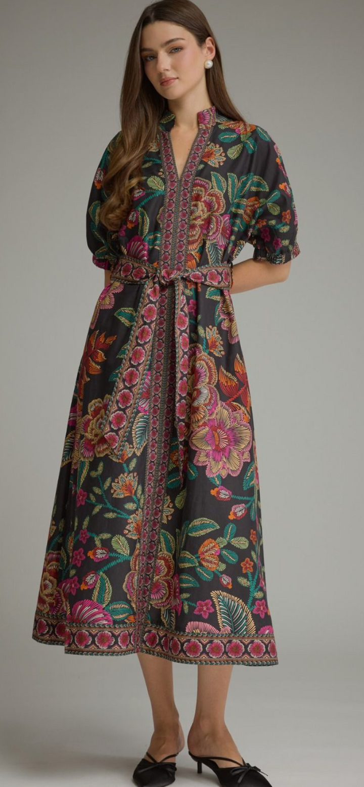 Puff Sleeve Midi Dress