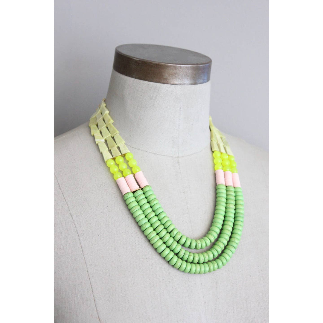 3 Strand Serpentine + Jade Necklace