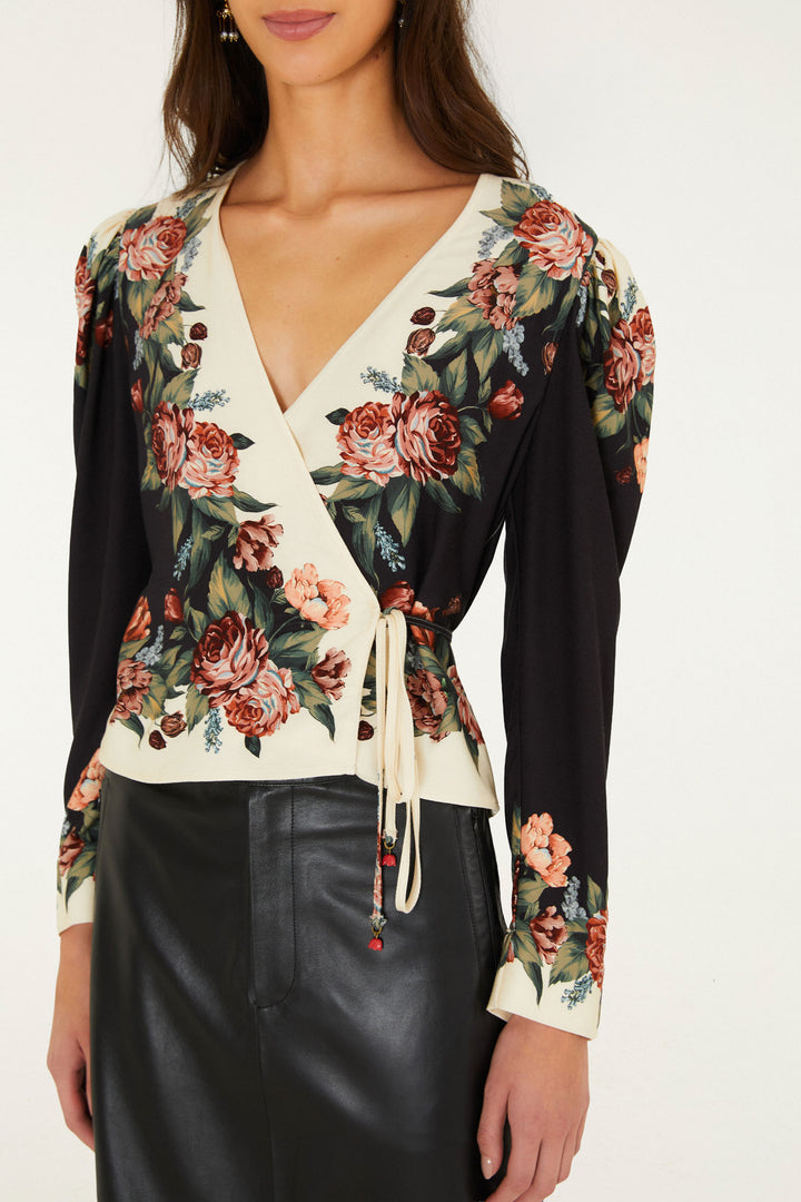Winter Floral Long Sleeve Blouse