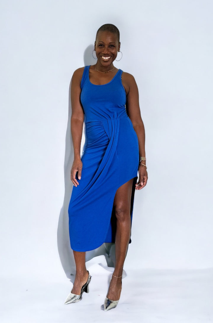 Asymmetrical Pleat Tank Dress