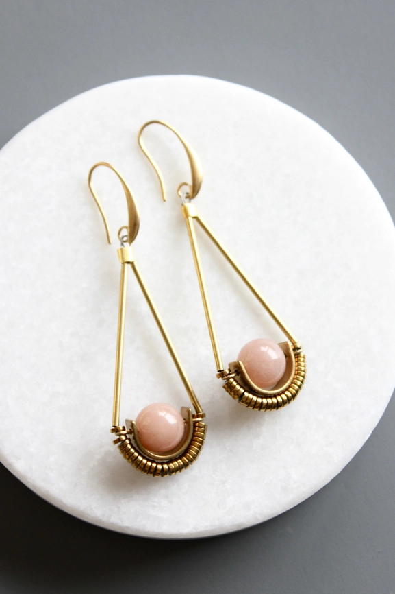 Mauve Jade Artdeco Earrings