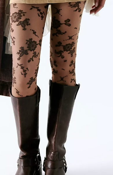 Flocked Floral Tight