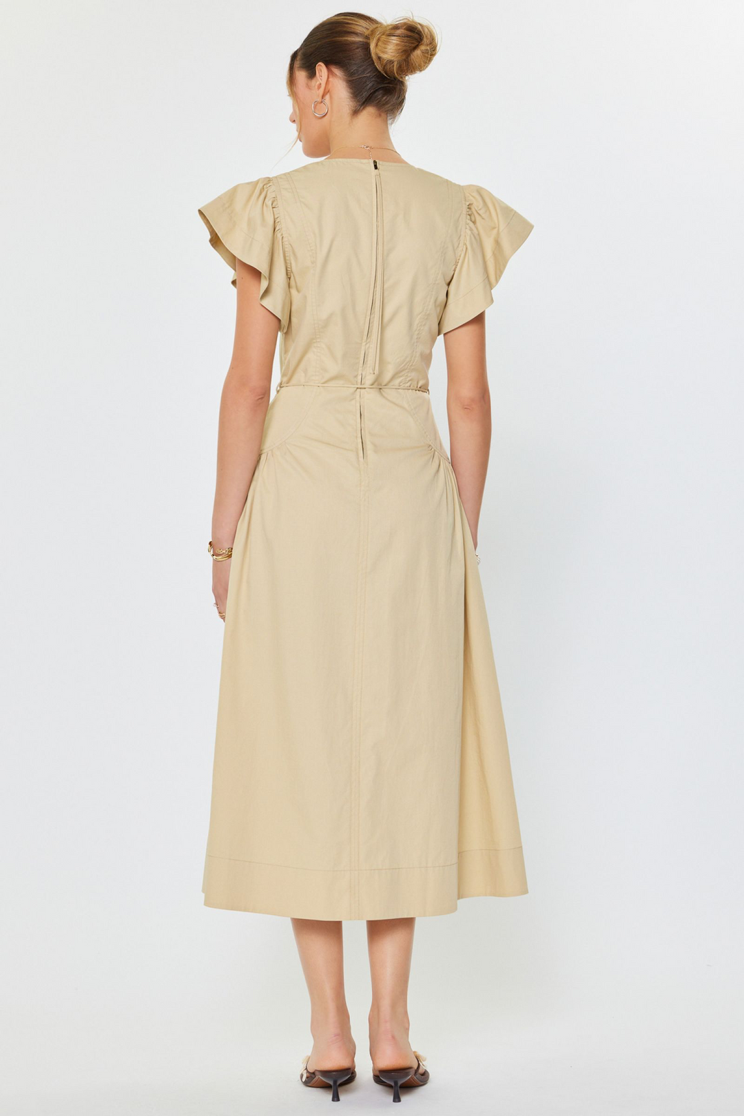 Corsetted Ruffle Sleeve Dress