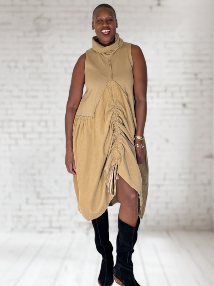 Cord Cowl Dress
