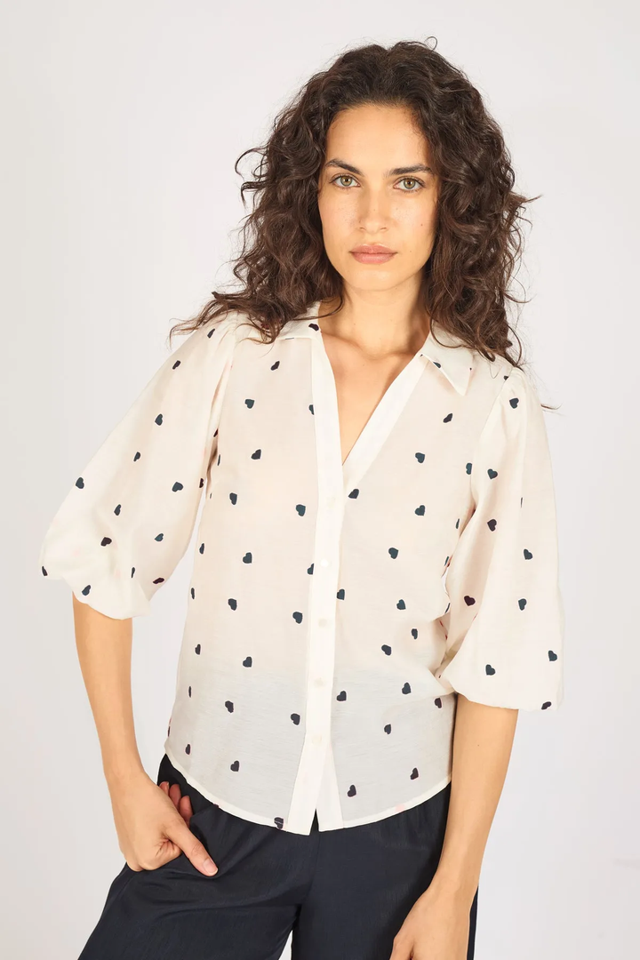 Navy Charlie Button Up Top