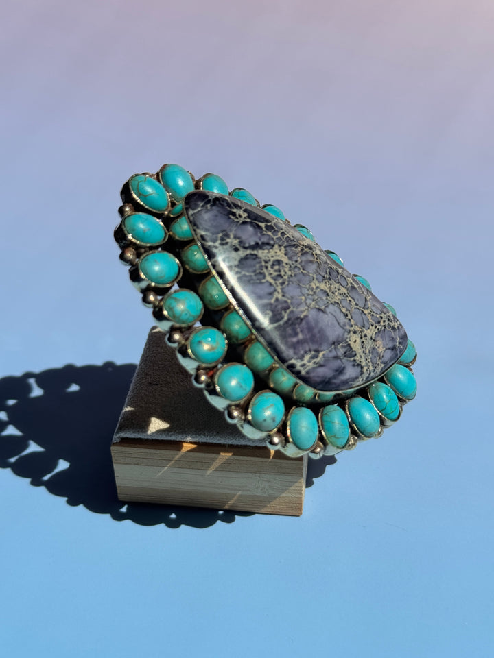 Blue Marble Turq Marquis Adj Ring