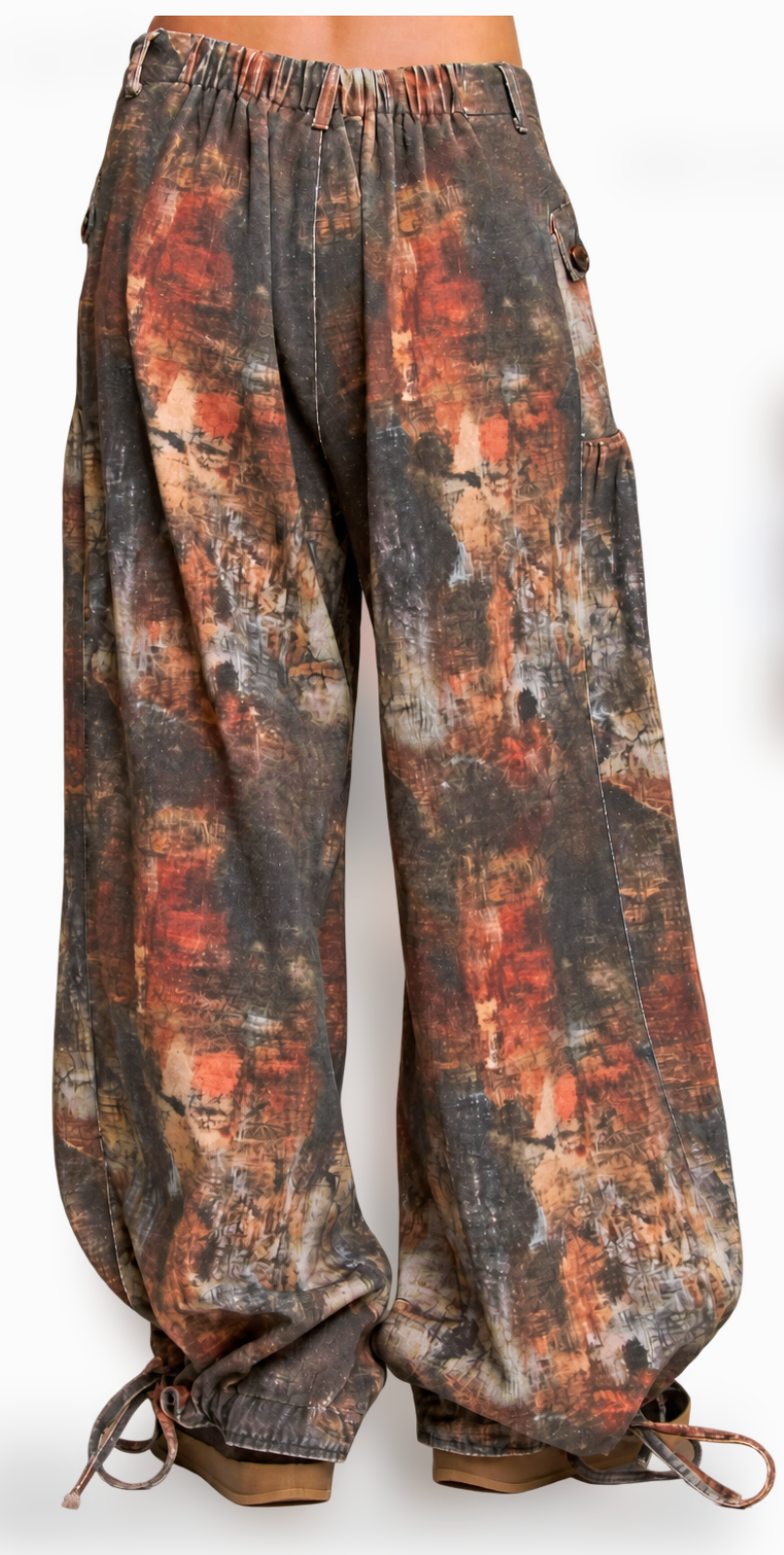 Tie Dye Denim Balloon Pants