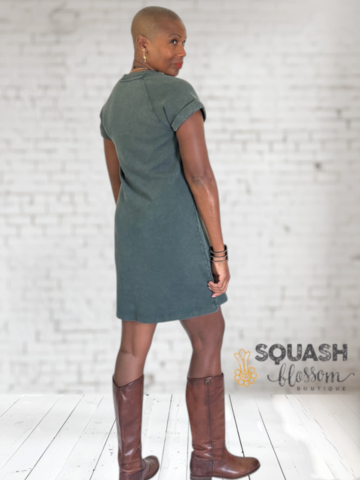 Rolled Sleeve T shirt Dress