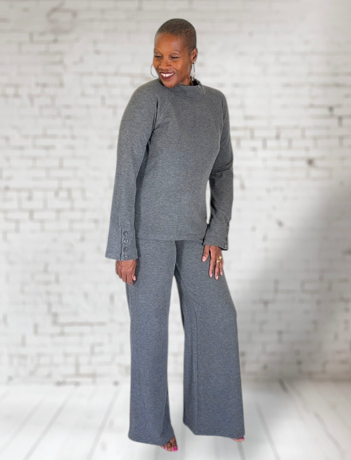 Raglan Mock Neck Button Sleeve