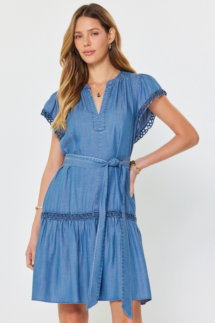 Chambray Braid Sleeve Dress