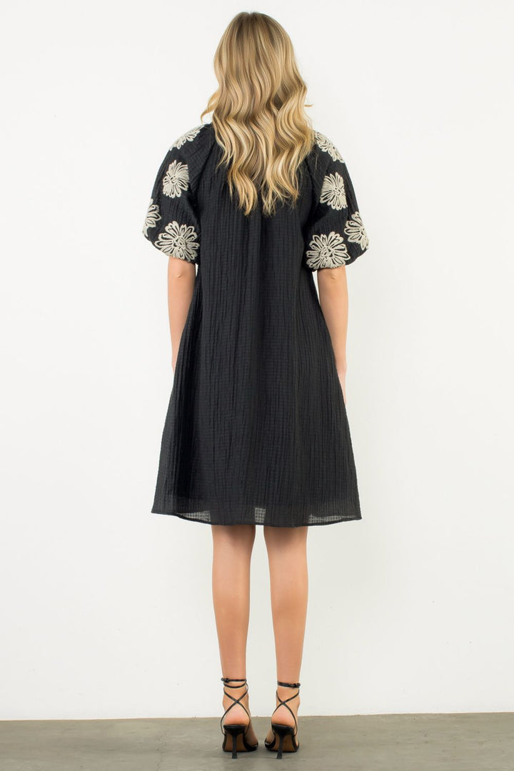 Lined Seam Crinkle Dress