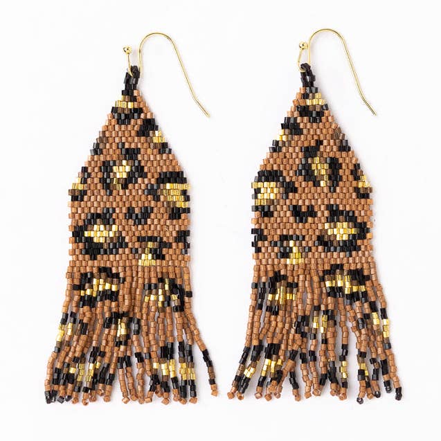 Delilah Cheetah Fringe Earrings
