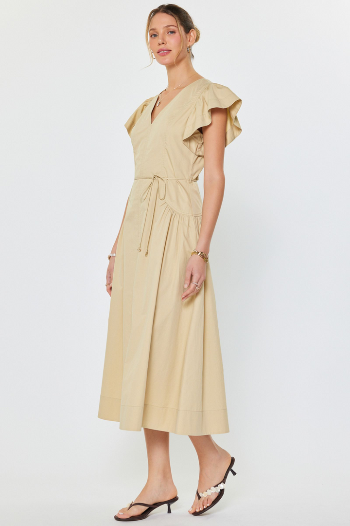 Corsetted Ruffle Sleeve Dress