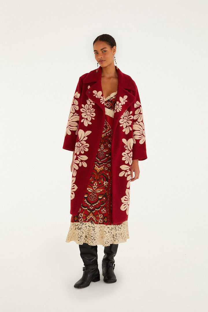 Bold Flowers Burgundy Fleece