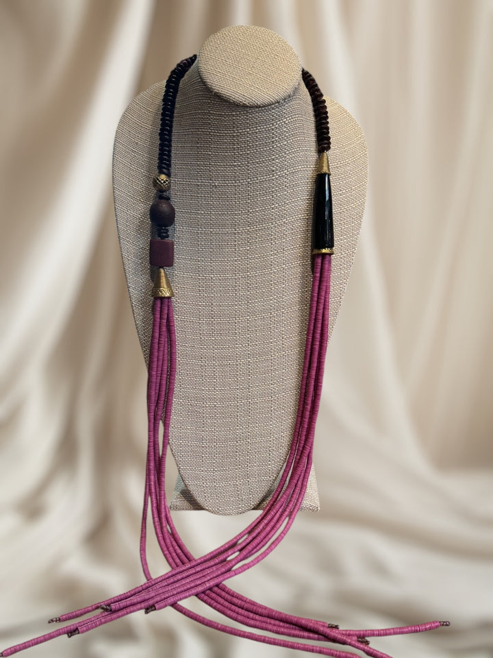 Ghana Multi Strand Lariat Necklace