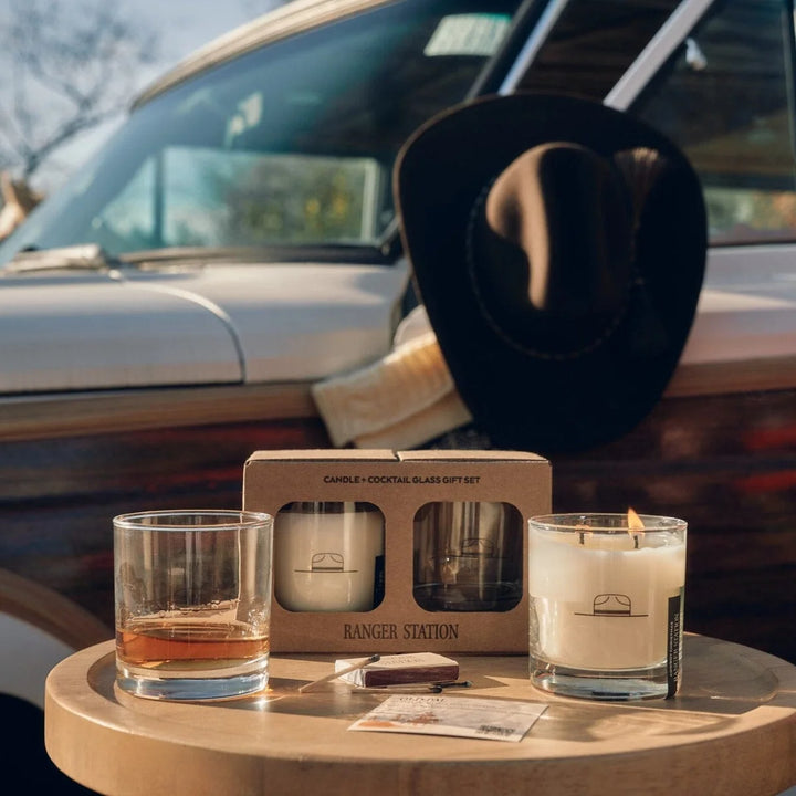 Rocks Glass Old Fashion Candle Gift Set