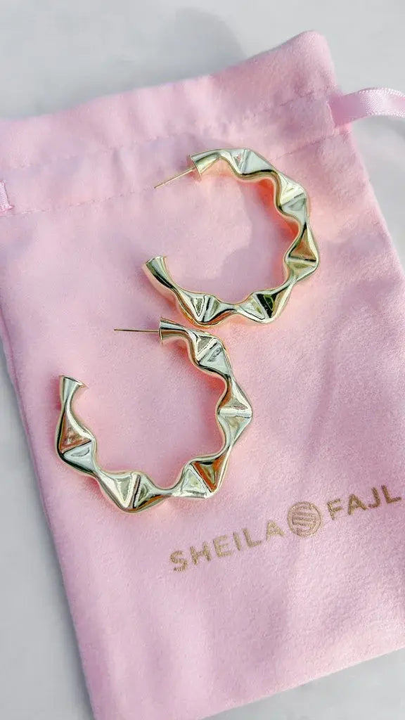 Large Gold Wrinkled Hoops