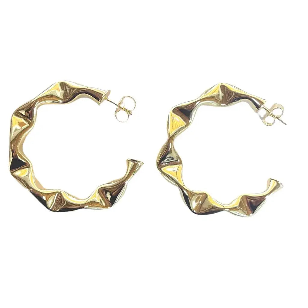 Large Gold Wrinkled Hoops