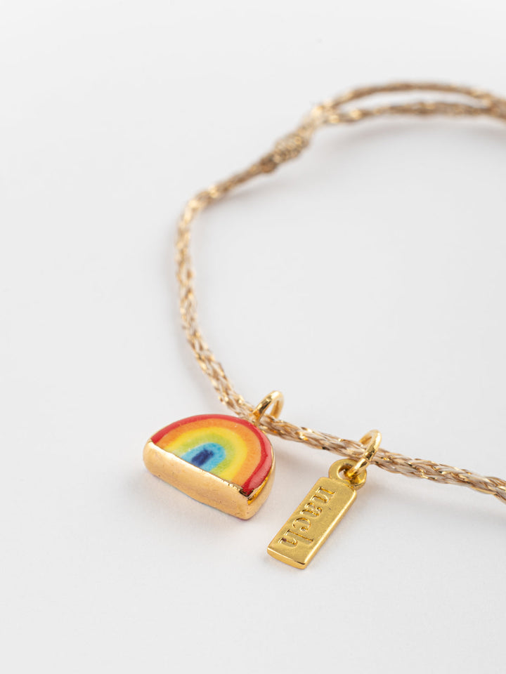Rainbow Gold Rope Charm Bracelet