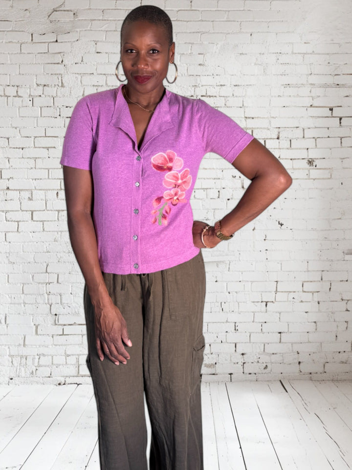 Cotton Linen Orchid Top