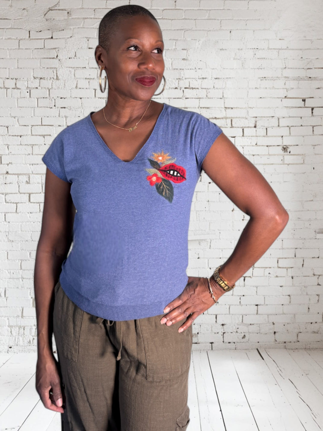 Short Linen Floral Top