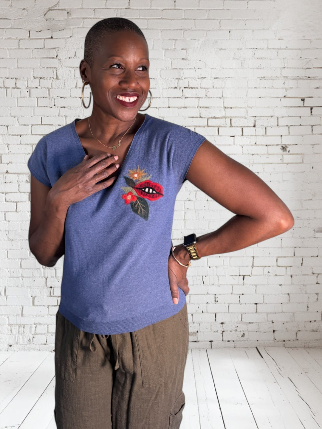 Short Linen Floral Top