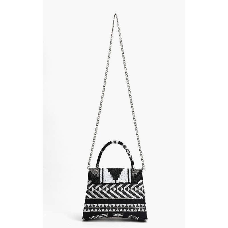 Ikat Noir Top Handle Bag