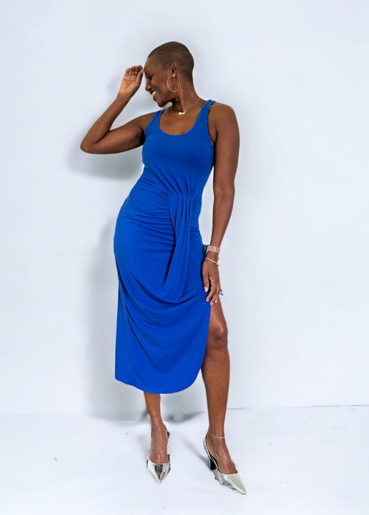 Asymmetrical Pleat Tank Dress