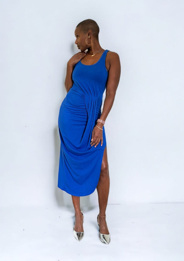 Asymmetrical Pleat Tank Dress