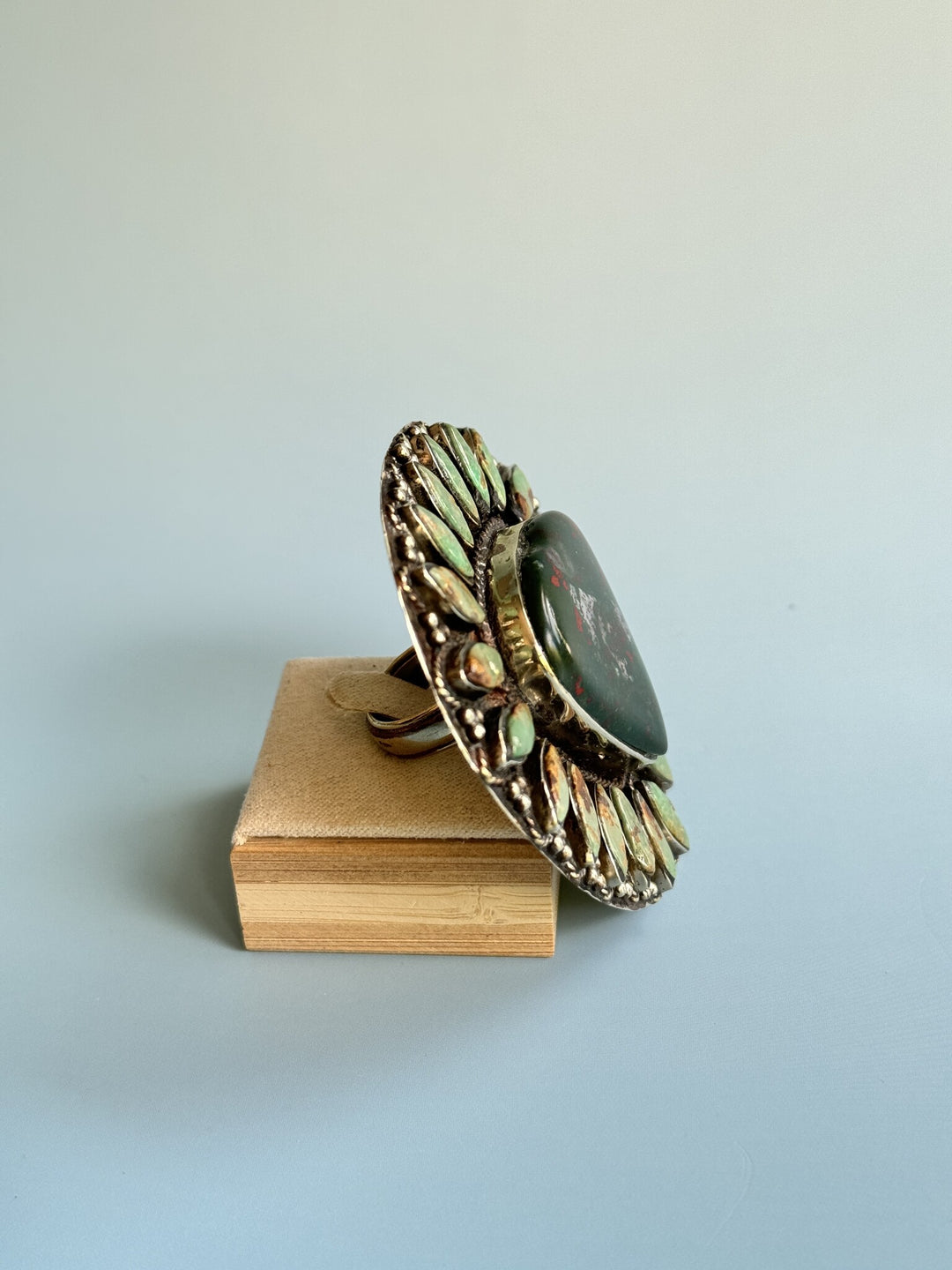 Bloodstone Turquoise Marquis Ring