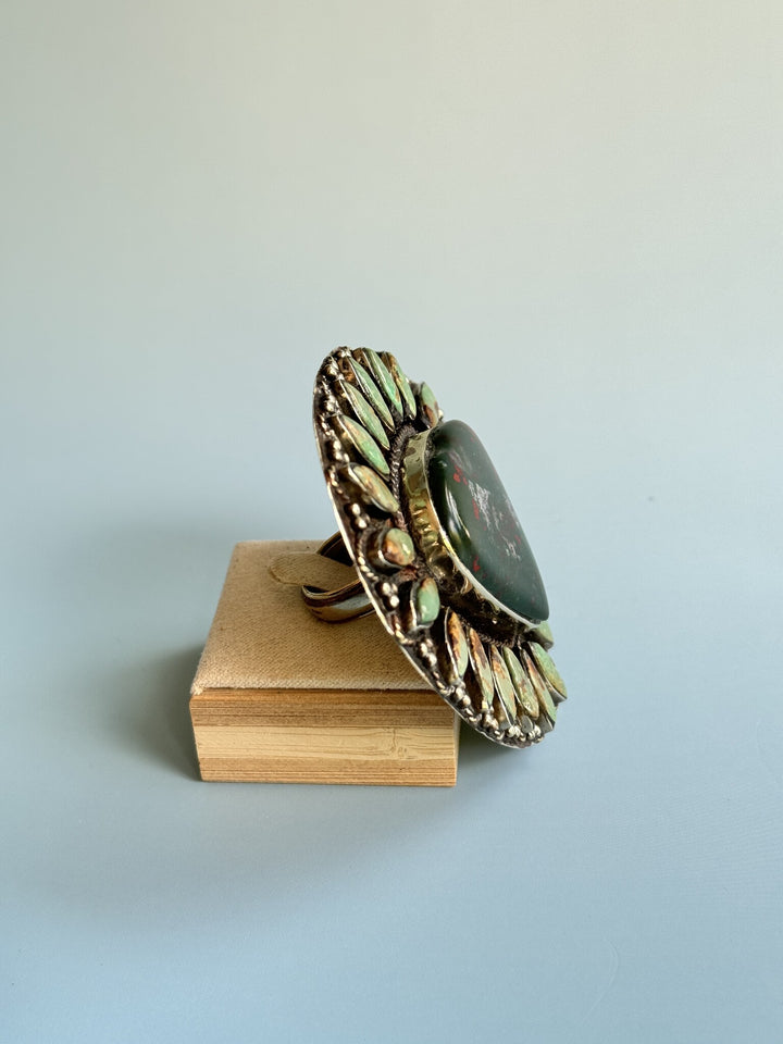Bloodstone Turquoise Marquis Ring