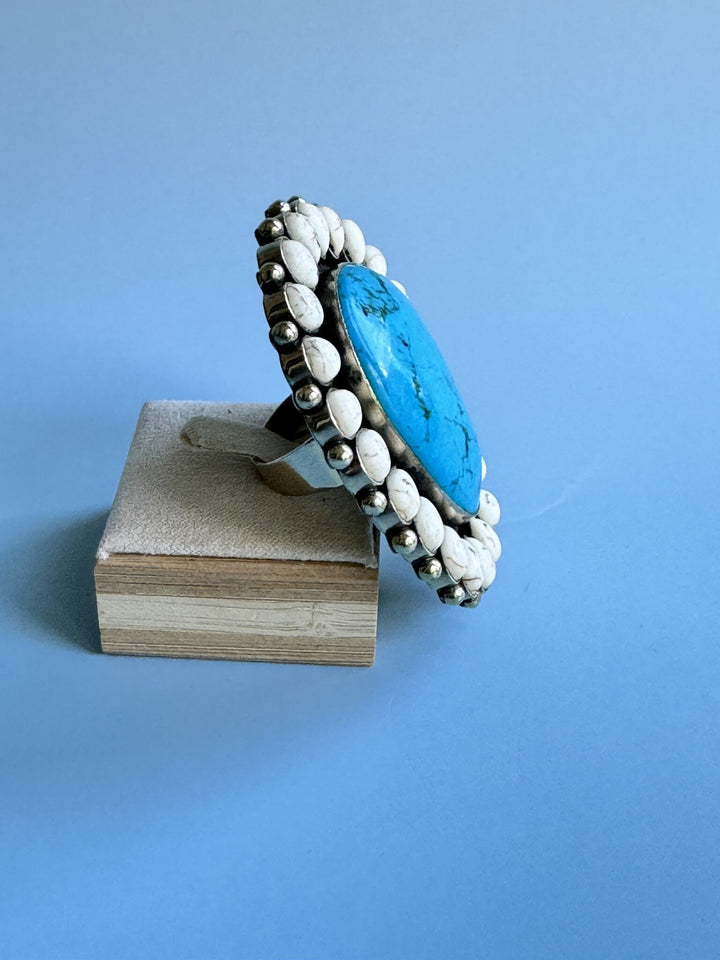 Howlite Marquis Ring