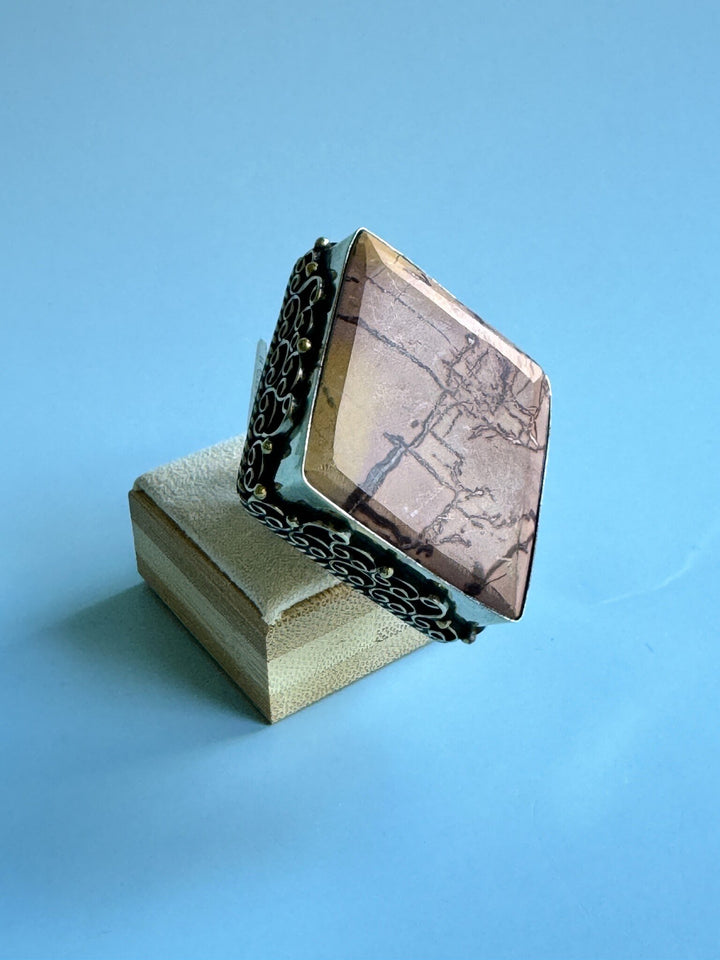Jasper Diamond Statement Ring
