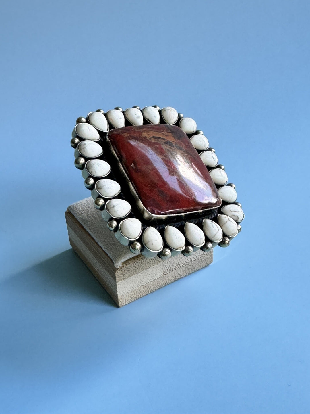 Howlite Marquis Ring