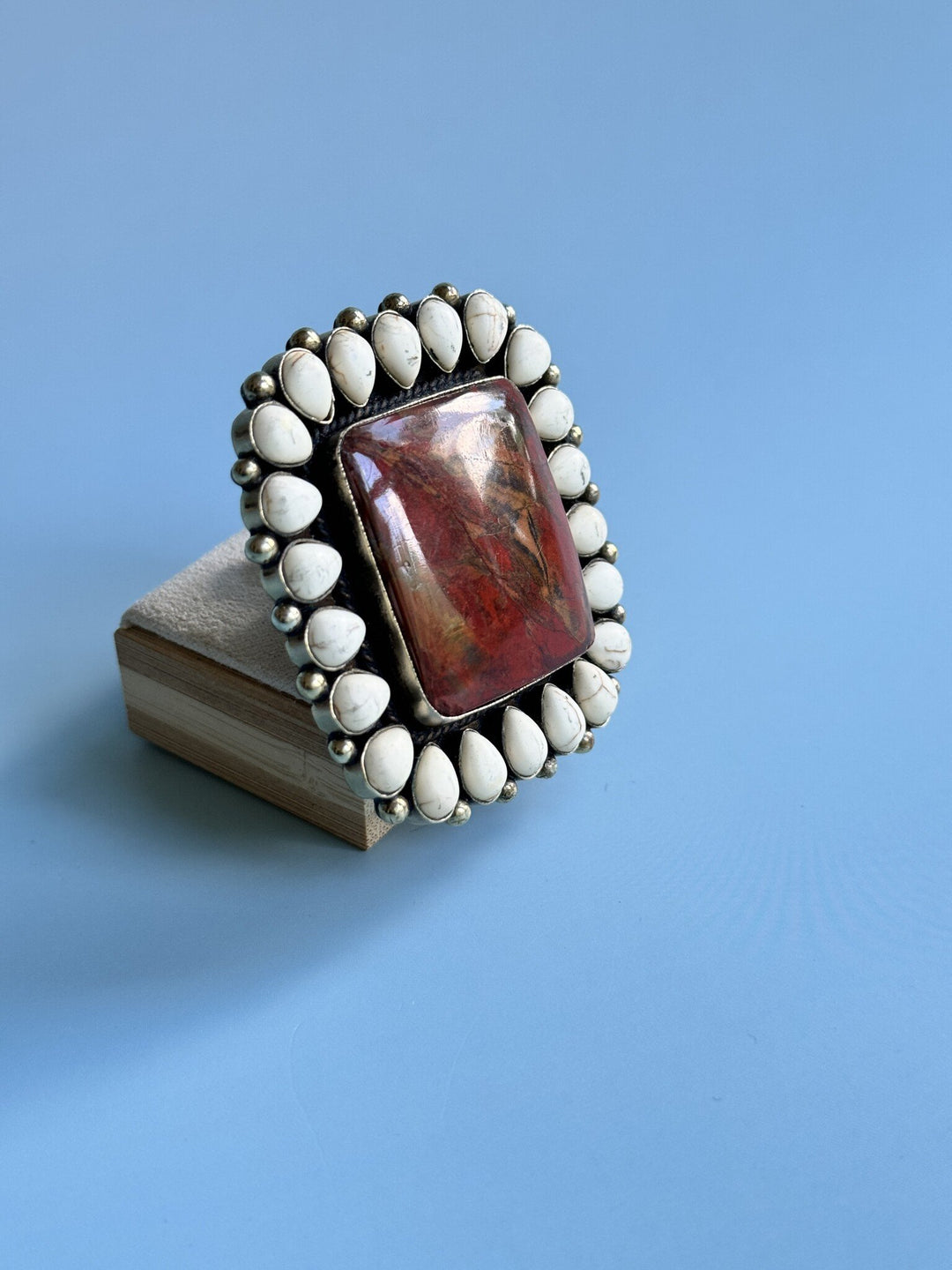 Howlite Marquis Ring